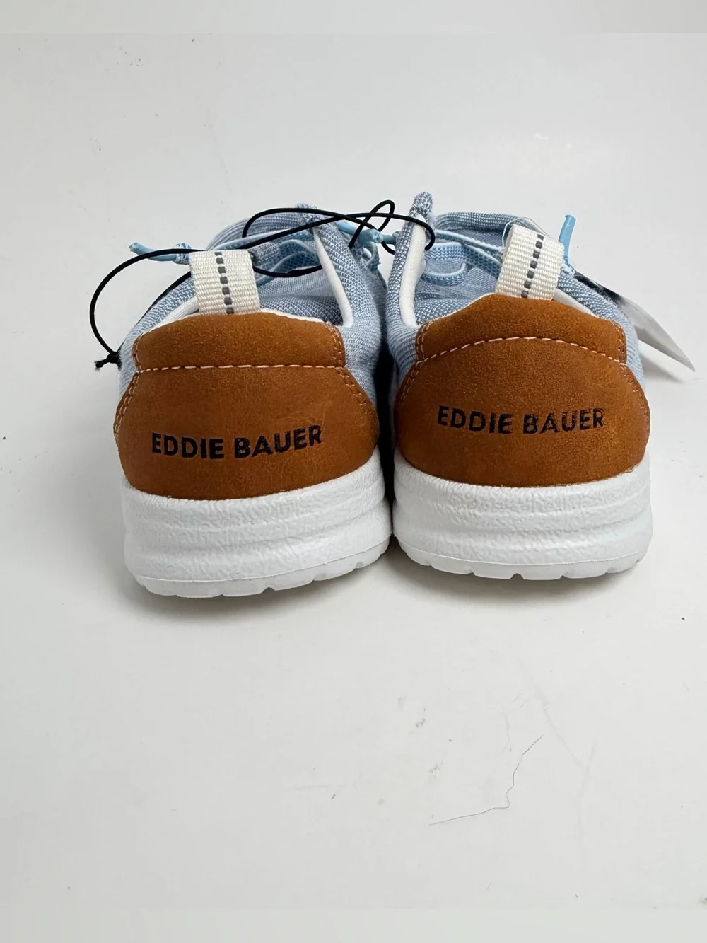 Eddie Bauer Kids Light Blue Slip-On Moccasins with Brown Heel Patch